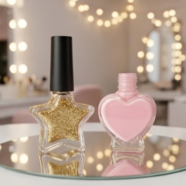 Clear Star and Heart Shaped Glass Nail Polish Bottle Empty Cosmetic Containers with Black Brush Cap for DIY Nail Art Varnish Gel