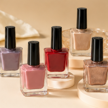 10ml Clear Square Glass Nail Polish Bottle with Black Cap Empty Cosmetic Packaging Container for Nail Polish and Gel Polish