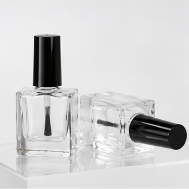 10ml Clear Square Glass Nail Polish Bottle with Black Cap Empty Cosmetic Packaging Container for Nail Polish and Gel Polish