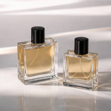 Luxury Square Clear Glass Perfume Bottle Thick Bottom Empty Fragrance Packaging Bottle with Black Screw Cap for Perfume Essential Oil