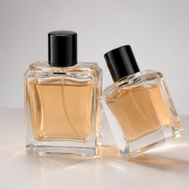 Premium Square Clear Glass Perfume Bottle Luxury Empty Fragrance Bottle Thick Base Cosmetic Packaging with Black Cap for Perfume