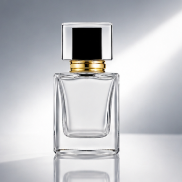 Luxury Square Clear Glass Perfume Bottle 30ml Refillable Fragrance Packaging with Thick Base Electroplated Collar and Cap