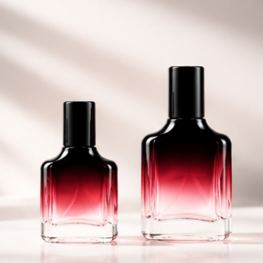 Luxury Gradient Black Red Glass Perfume Bottle 20ml 30ml Square Refillable Spray Fragrance Packaging Bottle