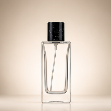 Luxury Square Clear Glass Perfume Bottle Refillable Fragrance Bottle with Decorative Cap Thick Bottom Cosmetic Packaging Wholesale
