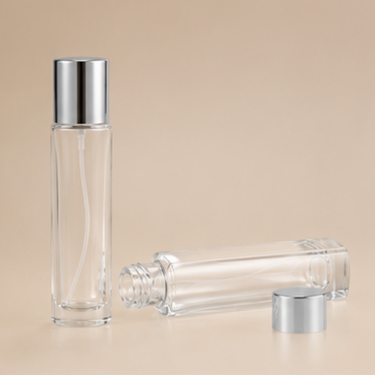 Luxury Round Clear Glass Perfume Bottle Refillable Fragrance Bottle with Silver Cap Thick Base Cosmetic Packaging Wholesale