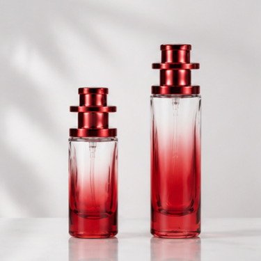 Elegant Red Gradient Glass Perfume Bottle Set 20ml 30ml Tall Slim Refillable Luxury Fragrance Spray Bottle