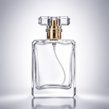 Luxury Clear Glass Perfume Bottle Square Refillable Fragrance Container Thick Base Elegant Cosmetic Packaging with Crystal Cap Multiple Capacity