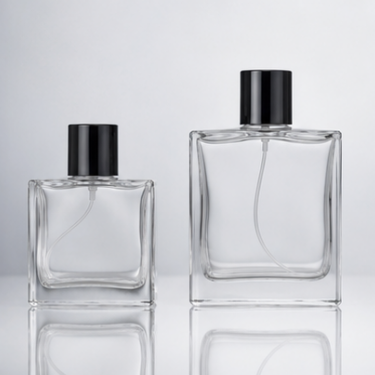 Luxury Square Clear Glass Perfume Bottle Thick Bottom Empty Fragrance Packaging Bottle with Black Screw Cap for Perfume Essential Oil