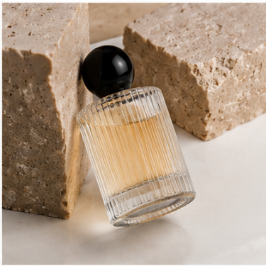 Luxury Vertical Ribbed Glass Perfume Bottle Refillable Empty Fragrance Bottle with Decorative Cap Cosmetic Packaging 30ml 40ml 50ml 100ml