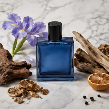 Luxury Blue Square Glass Perfume Bottle Thick Bottom Empty Fragrance Packaging Bottle with Black Cap for Premium Perfume