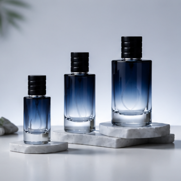 Luxury Ribbed Glass Perfume Bottle Refillable Empty Fragrance Bottle Thick Bottom Cosmetic Packaging with Screw Cap for Essential Oil Cologne