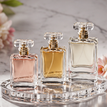 Luxury Clear Glass Perfume Bottle Square Refillable Fragrance Container Thick Base Elegant Cosmetic Packaging with Crystal Cap Multiple Capacity