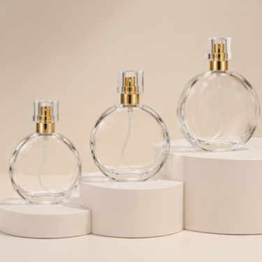 Luxury Round Clear Glass Perfume Bottle Refillable Fragrance Container Elegant Cosmetic Packaging Thick Glass Empty Bottle 30ml 50ml 100ml
