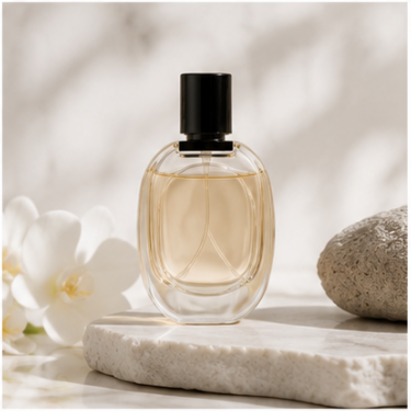 Elegant Oval Glass Perfume Bottle with Black Cap Refillable Fragrance Packaging Bottle for Luxury Perfume Cosmetic and Gift Collection