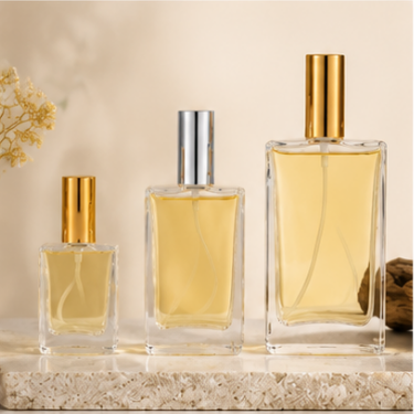 Luxury Square Glass Perfume Bottle Set 50ml 100ml 150ml Refillable Spray Fragrance Container Premium Packaging