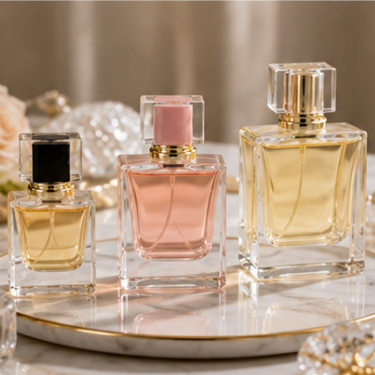 Luxury Square Clear Glass Perfume Bottle Refillable Fragrance Packaging with Thick Base Premium Cap for Cosmetic Brand