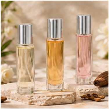 Luxury Round Clear Glass Perfume Bottle Refillable Fragrance Bottle with Silver Cap Thick Base Cosmetic Packaging Wholesale