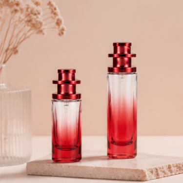 Elegant Red Gradient Glass Perfume Bottle Set 20ml 30ml Tall Slim Refillable Luxury Fragrance Spray Bottle