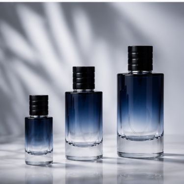 Luxury Ribbed Glass Perfume Bottle Refillable Empty Fragrance Bottle Thick Bottom Cosmetic Packaging with Screw Cap for Essential Oil Cologne