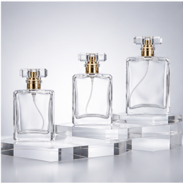 Luxury Clear Glass Perfume Bottle Square Refillable Fragrance Container Thick Base Elegant Cosmetic Packaging with Crystal Cap Multiple Capacity
