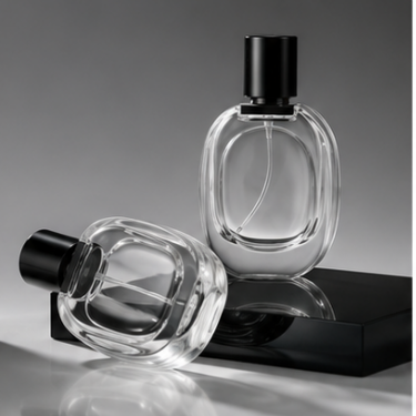 Elegant Oval Glass Perfume Bottle with Black Cap Refillable Fragrance Packaging Bottle for Luxury Perfume Cosmetic and Gift Collection