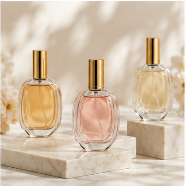 Luxury Oval Glass Perfume Bottle with Gold Cap Refillable Fragrance Packaging Bottle for Premium Perfume Cosmetic and Gift Collection