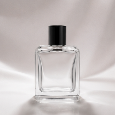 Premium Square Clear Glass Perfume Bottle Luxury Empty Fragrance Bottle Thick Base Cosmetic Packaging with Black Cap for Perfume