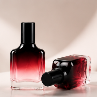 Luxury Gradient Black Red Glass Perfume Bottle 20ml 30ml Square Refillable Spray Fragrance Packaging Bottle