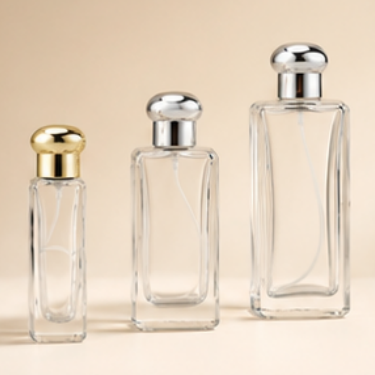 Luxury Clear Glass Perfume Bottle Thick Bottom Refillable Fragrance Bottle with Metal Cap for Cosmetic Packaging Wholesale