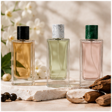 Luxury Square Clear Glass Perfume Bottle Refillable Fragrance Bottle with Decorative Cap Thick Bottom Cosmetic Packaging Wholesale