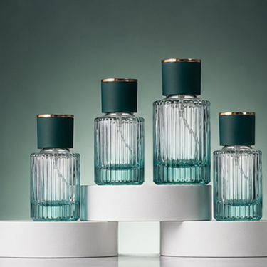 Luxury Ribbed Glass Perfume Bottle Refillable Empty Fragrance Bottle Thick Bottom Cosmetic Packaging with Screw Cap for Essential Oil Cologne