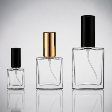 Minimalist Clear Glass Perfume Bottle Set 10ml 15ml 30ml Square Refillable Travel Fragrance Spray Atomizer Bottle