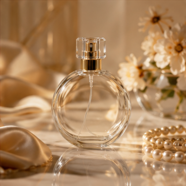 Luxury Round Clear Glass Perfume Bottle Refillable Fragrance Container Elegant Cosmetic Packaging Thick Glass Empty Bottle 30ml 50ml 100ml