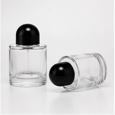 Luxury Cylindrical Clear Glass Perfume Bottle Refillable Fragrance Container Elegant Cosmetic Packaging Thick Bottom Empty Bottle 30ml 50ml 100ml