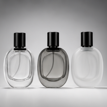 Elegant Oval Glass Perfume Bottle with Black Cap Refillable Fragrance Packaging Bottle for Luxury Perfume Cosmetic and Gift Collection