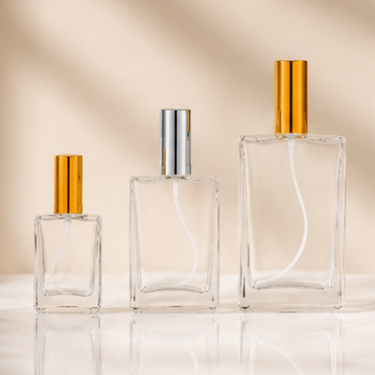 Luxury Square Glass Perfume Bottle Set 50ml 100ml 150ml Refillable Spray Fragrance Container Premium Packaging
