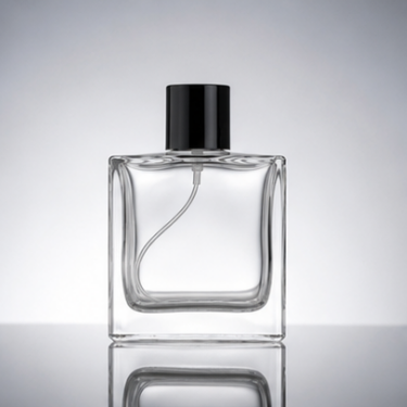 Luxury Square Clear Glass Perfume Bottle Thick Bottom Empty Fragrance Packaging Bottle with Black Screw Cap for Perfume Essential Oil