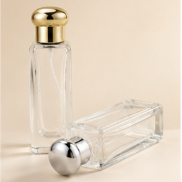 Luxury Clear Glass Perfume Bottle Thick Bottom Refillable Fragrance Bottle with Metal Cap for Cosmetic Packaging Wholesale
