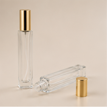 Luxury Tall Clear Glass Perfume Bottle Refillable Fragrance Bottle with Gold Cap Premium Cosmetic Packaging Wholesale
