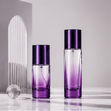 Luxury Purple Gradient Glass Perfume Bottle Set 20ml 30ml Square Refillable Spray Fragrance Packaging Bottle