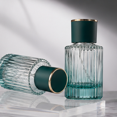 Luxury Ribbed Glass Perfume Bottle Refillable Empty Fragrance Bottle Thick Bottom Cosmetic Packaging with Screw Cap for Essential Oil Cologne