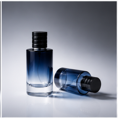 Luxury Ribbed Glass Perfume Bottle Refillable Empty Fragrance Bottle Thick Bottom Cosmetic Packaging with Screw Cap for Essential Oil Cologne