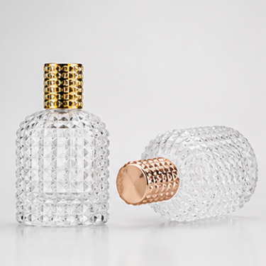 Luxury Embossed Diamond Glass Perfume Bottle Refillable Empty Fragrance Packaging Decorative Crystal Design 30ml 50ml 100ml