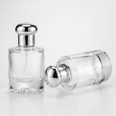 Luxury Clear Glass Perfume Bottle with Metallic Cap Refillable Empty Fragrance Bottle Premium Cosmetic Packaging 25ml 50ml