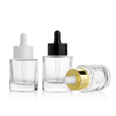 30ml 40ml 60ml Round Clear Glass Essential Oil Bottle with Dropper Lid for Serum Oil Packaging