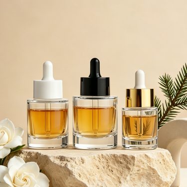 30ml 40ml 60ml Round Clear Glass Essential Oil Bottle with Dropper Lid for Serum Oil Packaging