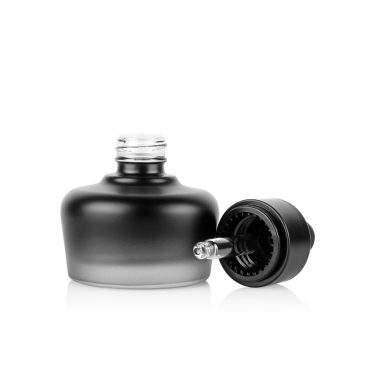30ml Custom Sprayed Gradient Black Flat Glass Essential Oil Bottle with Dropper Lid for Serum Cosmetic Oil Packaging