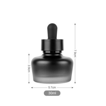30ml Custom Sprayed Gradient Black Flat Glass Essential Oil Bottle with Dropper Lid for Serum Cosmetic Oil Packaging