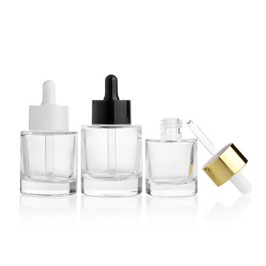 30ml 40ml 60ml Round Clear Glass Essential Oil Bottle with Dropper Lid for Serum Oil Packaging
