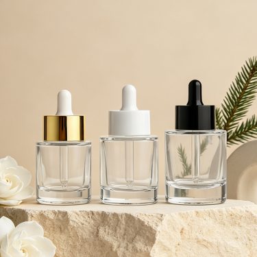 30ml 40ml 60ml Round Clear Glass Essential Oil Bottle with Dropper Lid for Serum Oil Packaging
